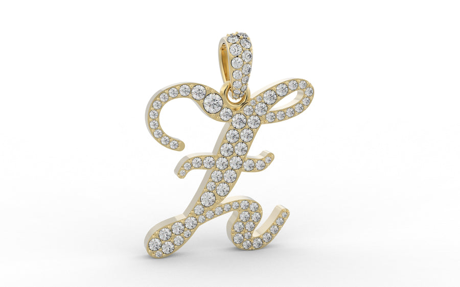 Yellow Gold Diamond Letter z Initial Script Pendant  0.63 ctw (Copy (Copy)