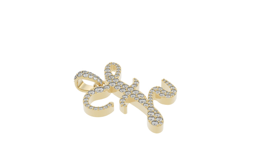 Yellow Gold Diamond Letter z Initial Script Pendant  0.63 ctw (Copy (Copy)