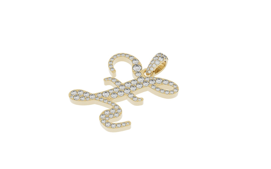 Yellow Gold Diamond Letter z Initial Script Pendant  0.63 ctw (Copy (Copy)