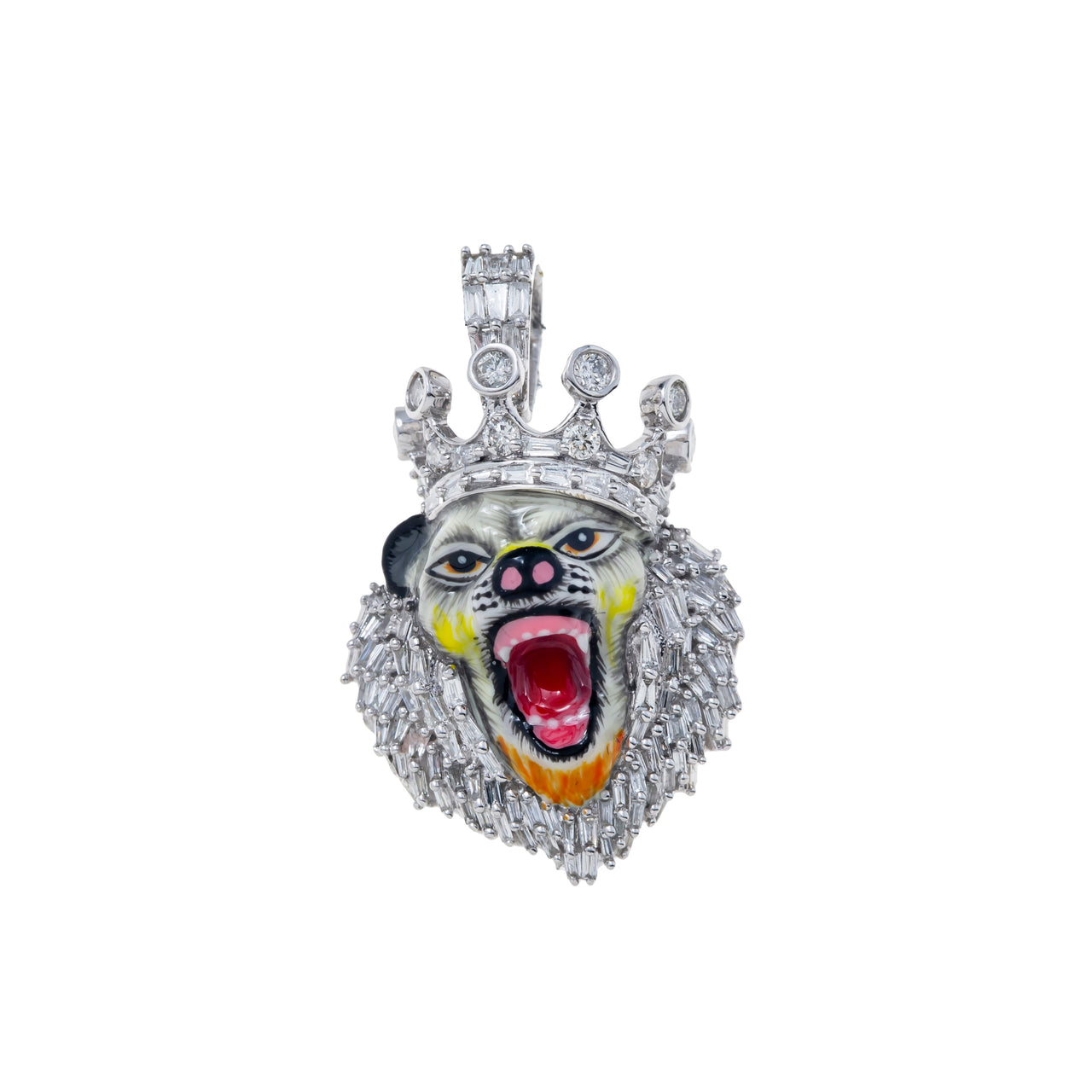 14K "King Of The Jungle" Lion Face Pendant 1.2ctw