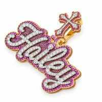 Thumbnail for 10K Gold Custom Hailey Name Pendant with Cross 7.70 Ctw