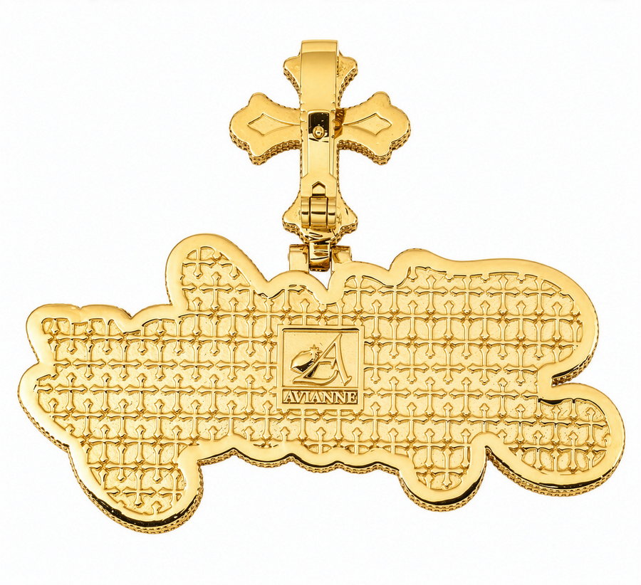 10K Gold Custom Hailey Name Pendant with Cross 7.70 Ctw