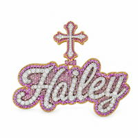 Thumbnail for 10K Gold Custom Hailey Name Pendant with Cross 7.70 Ctw