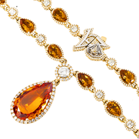 Thumbnail for 14K Yellow Gold Pear-Cut Stone & Diamond Halo Drop Necklace 116.75 CTW