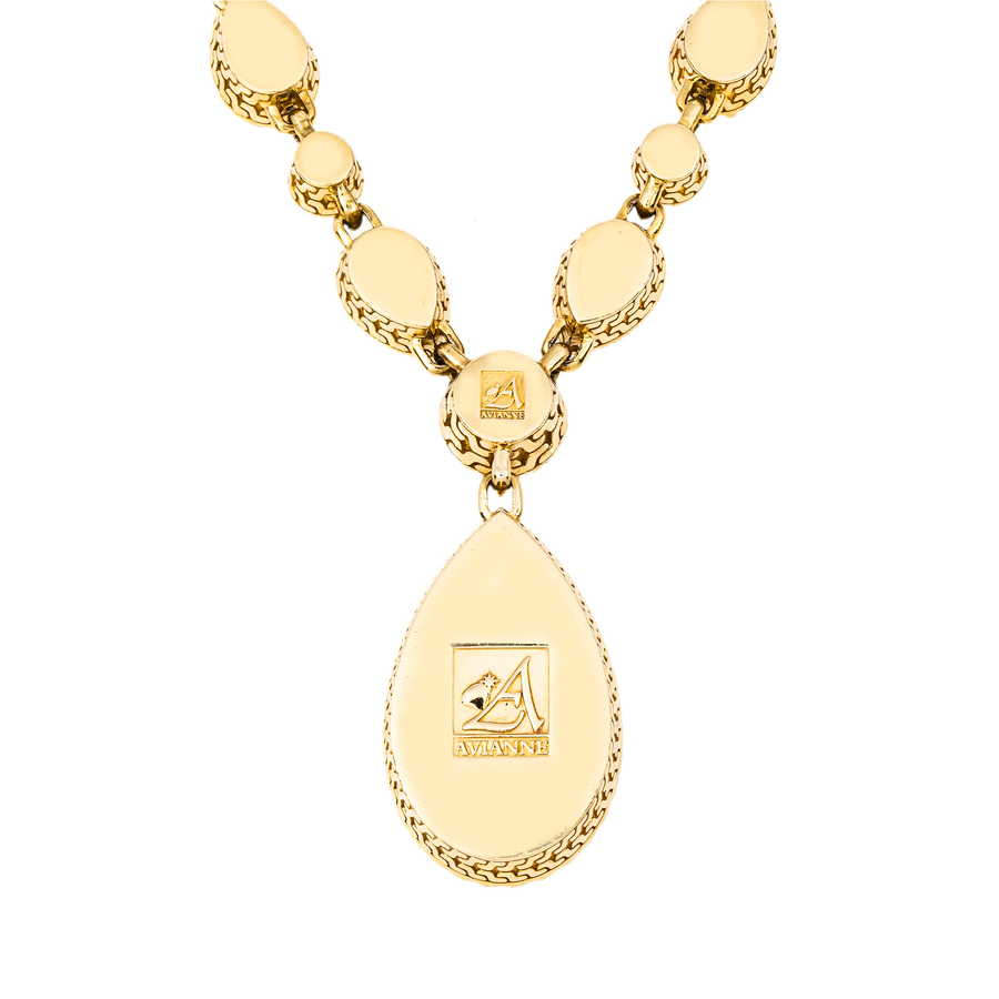 14K Yellow Gold Pear-Cut Stone & Diamond Halo Drop Necklace 116.75 CTW