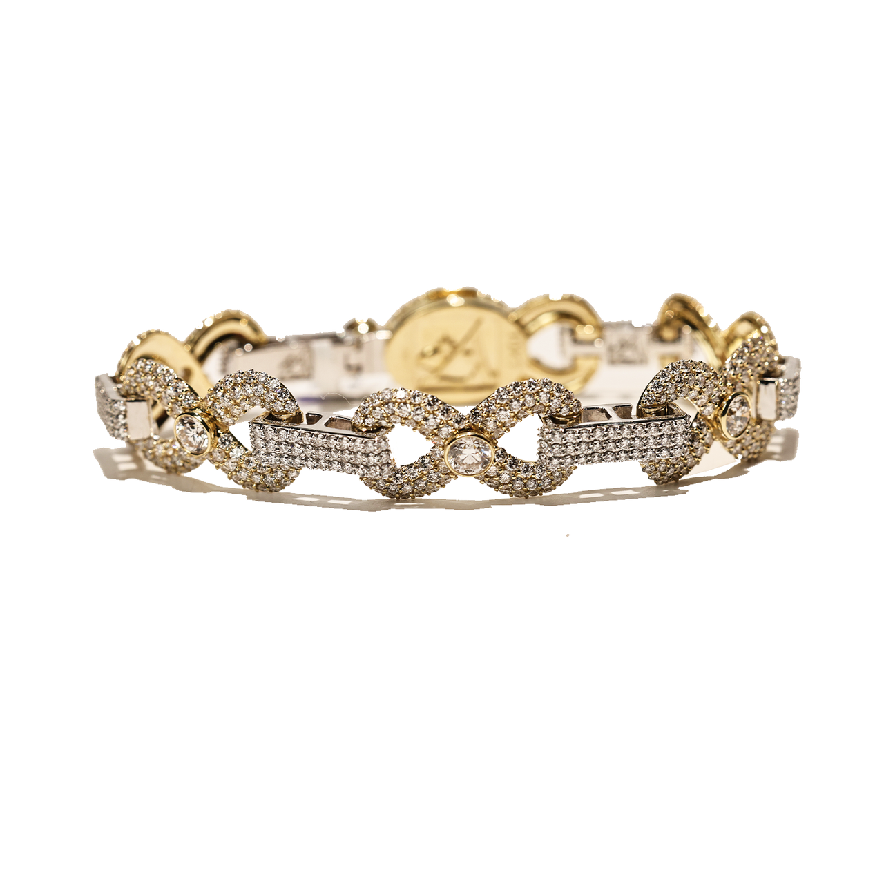 White 10k Two Tone Gold Diamond Infinity Bracelet 15.94 Ctw CVD