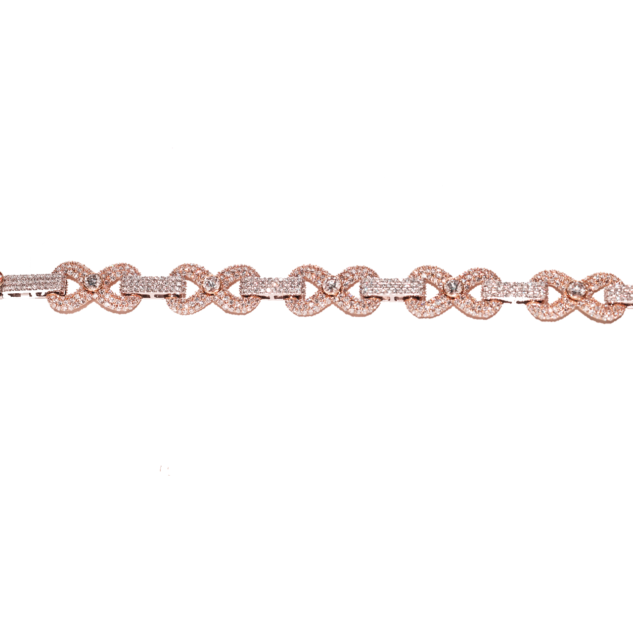 White 10k Two Tone Gold Diamond Infinity Bracelet 15.94 Ctw CVD