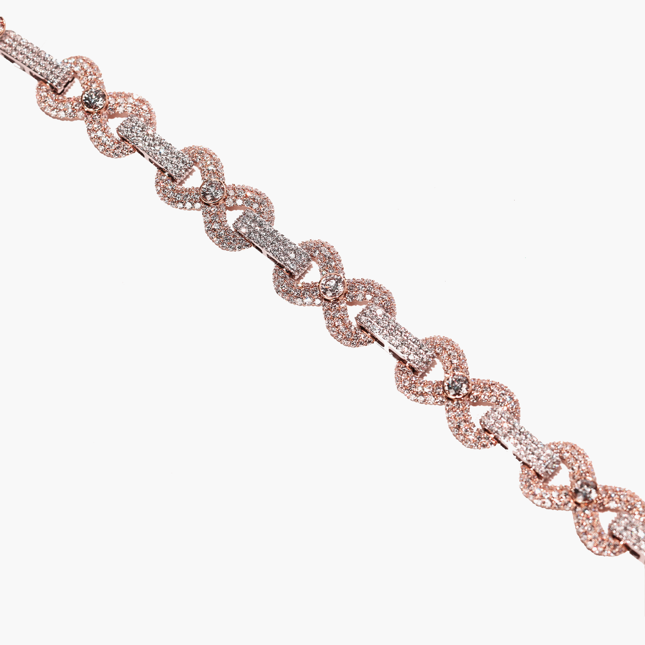 White 10k Two Tone Gold Diamond Infinity Bracelet 15.94 Ctw CVD