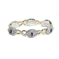 Thumbnail for White 10k Two Tone Gold Evil Eye Infinity Bracelet 15.34 Ctw CVD