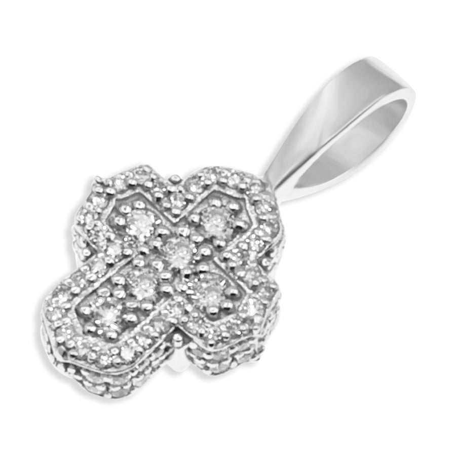 Yellow 10kt Diamond Cross Pendant in White Gold 0.79 CtW