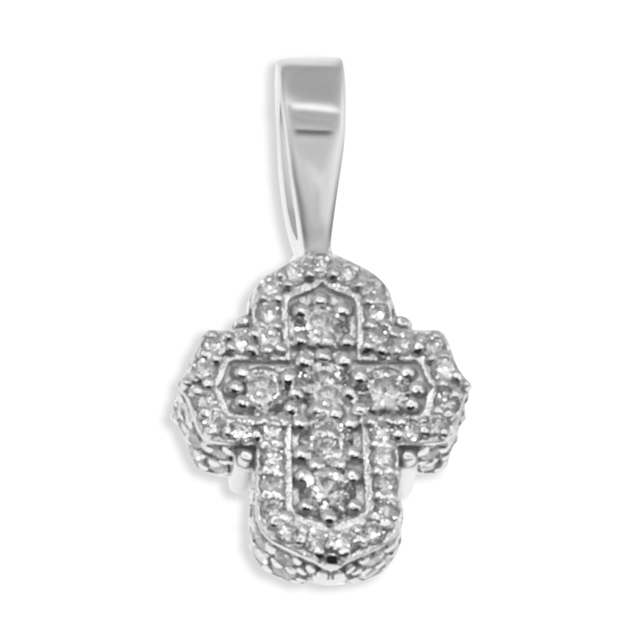 Yellow 10kt Diamond Cross Pendant in White Gold 0.79 CtW
