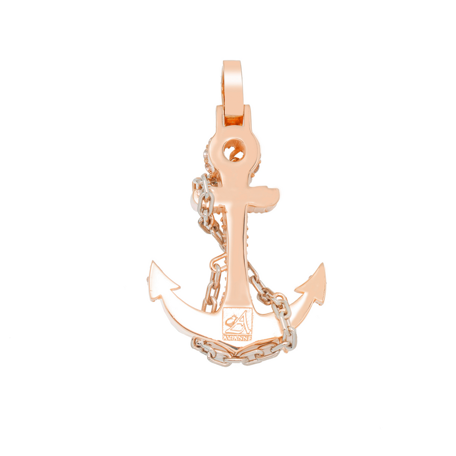 14k Rose Gold Diamond Anchor Pendant 2.11 ctw