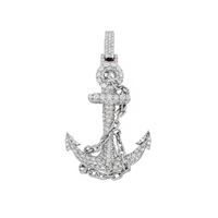 Thumbnail for 14k White Gold Diamond Anchor Pendant 2.11 ctw