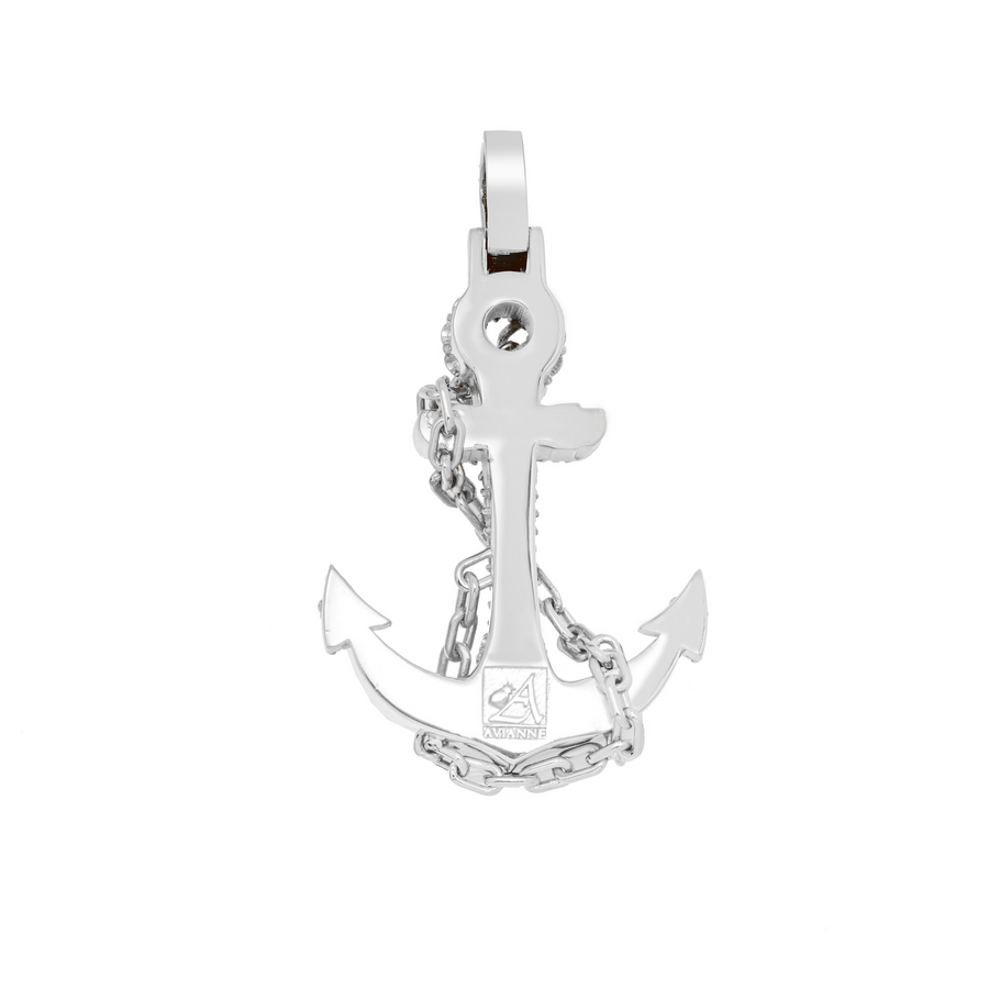14k White Gold Diamond Anchor Pendant 2.11 ctw