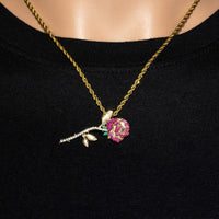 Thumbnail for 14k Yellow Gold Diamond Rose Pendant 1.27 Ctw