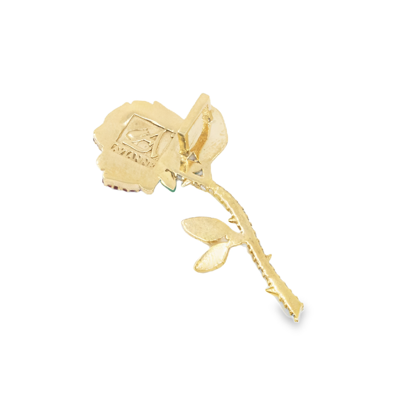 14k Yellow Gold Diamond Rose Pendant 1.27 Ctw