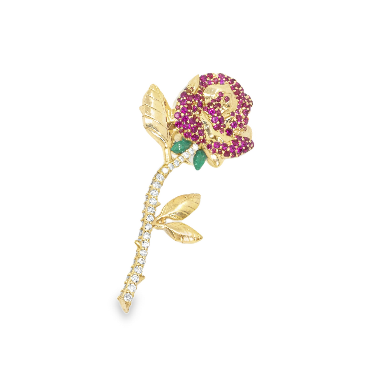 14k Yellow Gold Diamond Rose Pendant 1.27 Ctw