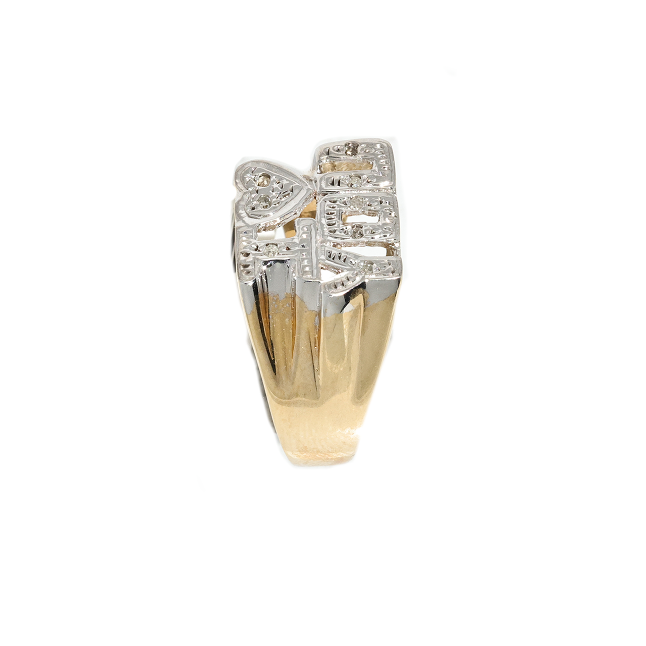 White Gold / 4 14K Love Yellow Gold Mens Diamond Pinky Ring 0.21 Ctw