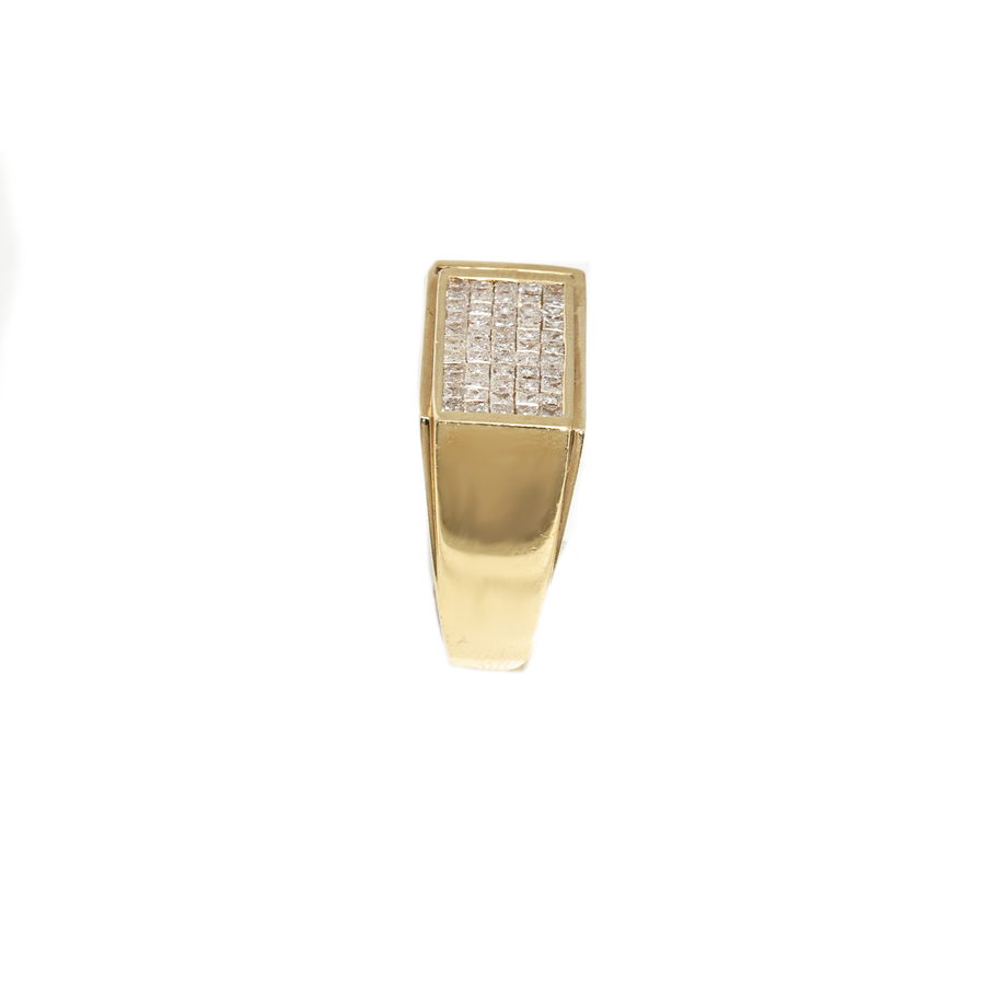 White Gold / 4 14K Princess Cut Yellow Gold Mens Diamond Pinky Ring 2.30 Ctw