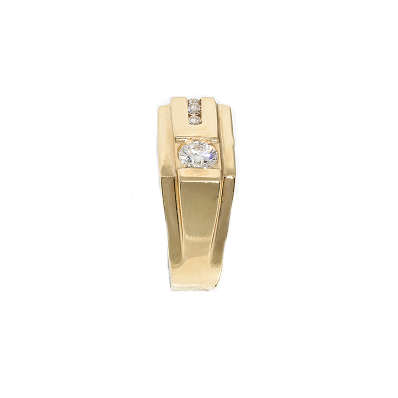 White Gold / 4 14K Solitare Yellow Gold Mens Diamond Pinky Ring .77 Ctw