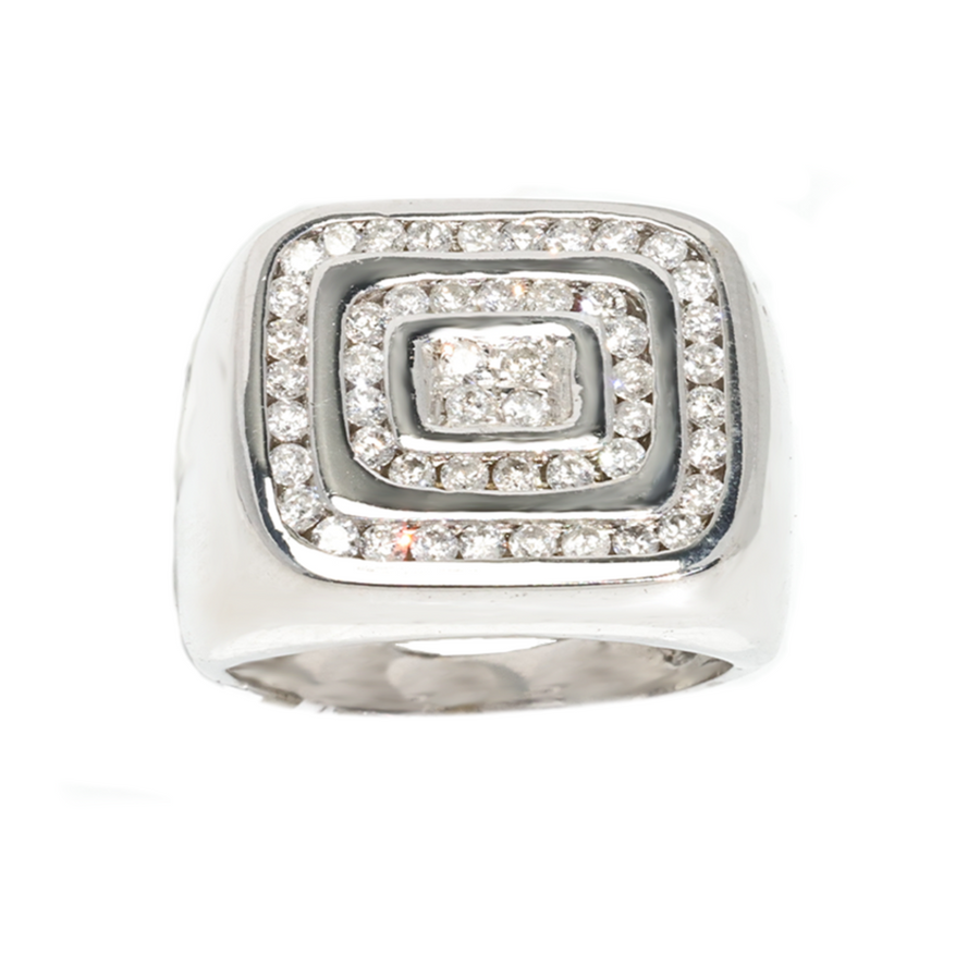 White Gold / 4 14K Square White Gold Mens Diamond Pinky Ring 1.25 Ctw
