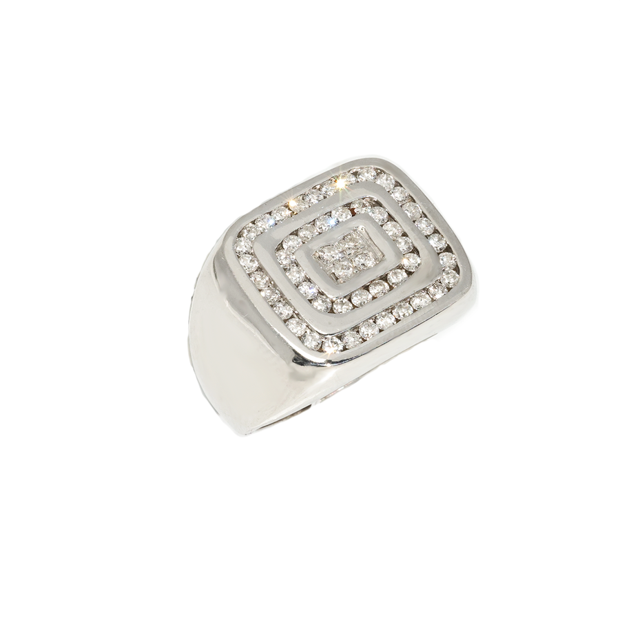 White Gold / 4 14K Square White Gold Mens Diamond Pinky Ring 1.25 Ctw