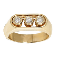 Thumbnail for Yellow Gold / 4 14K Three Diamond Yellow Gold Mens Diamond Pinky Ring 0.49 Ctw