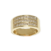 Thumbnail for Yellow Gold / 7 14K Three Row Princess Cut Yellow Gold Mens Diamond Pinky Ring 1.55 Ctw