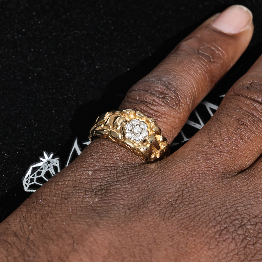 8 / Yellow 10K Yellow Gold Nugget Ring .25 Ctw