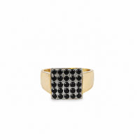 Thumbnail for 14K Two Tone Gold Square Black Diamond Ring 1.40 Ctw
