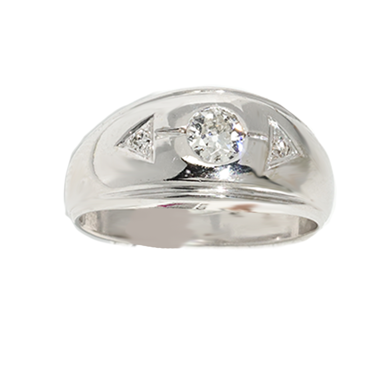 14K White Gold Mens Diamond Solitaire Pinky Ring 0.54 Ctw