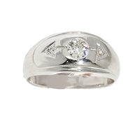 Thumbnail for 14K White Gold Mens Diamond Solitaire Pinky Ring 0.54 Ctw