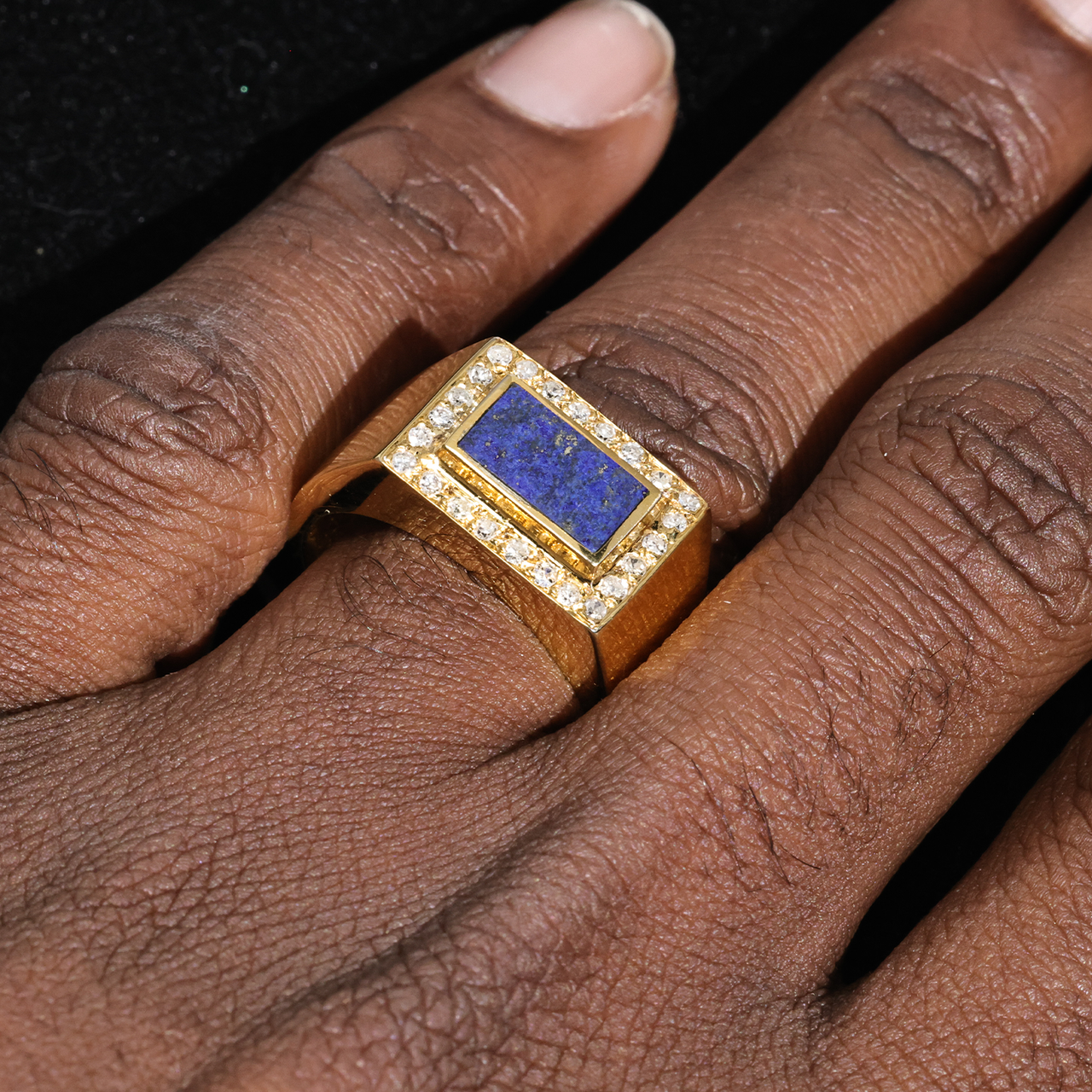 11 / Yellow 14K Yellow Gold Lapis Ring .59 Ctw