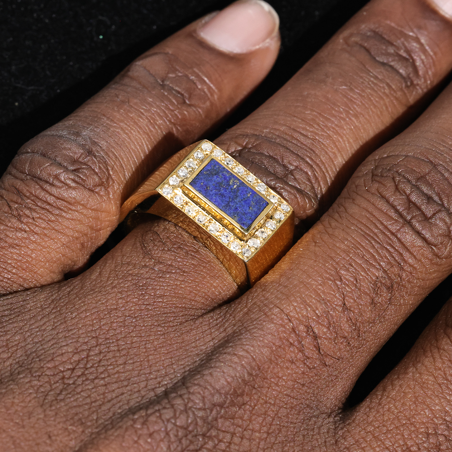 11 / Yellow 14K Yellow Gold Lapis Ring .59 Ctw