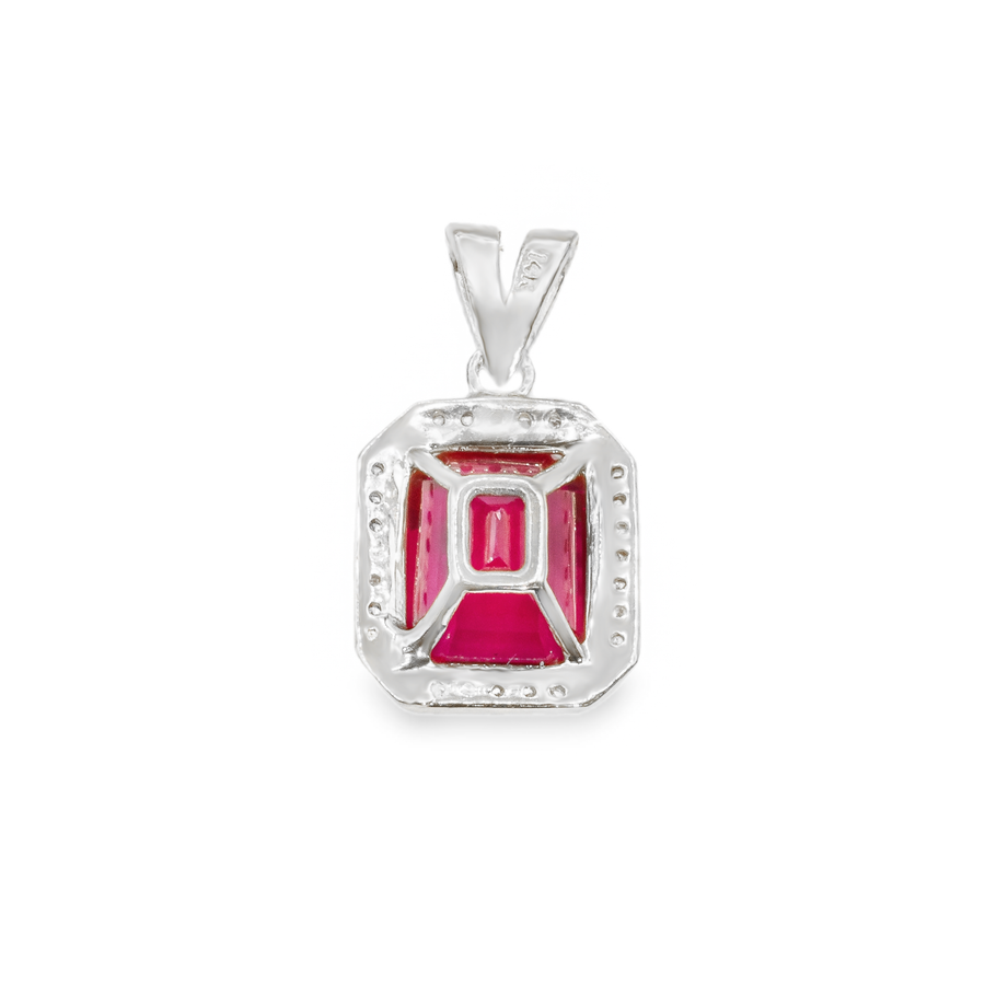 14k White Gold Diamond Ruby Pendant 3.45 Ctw