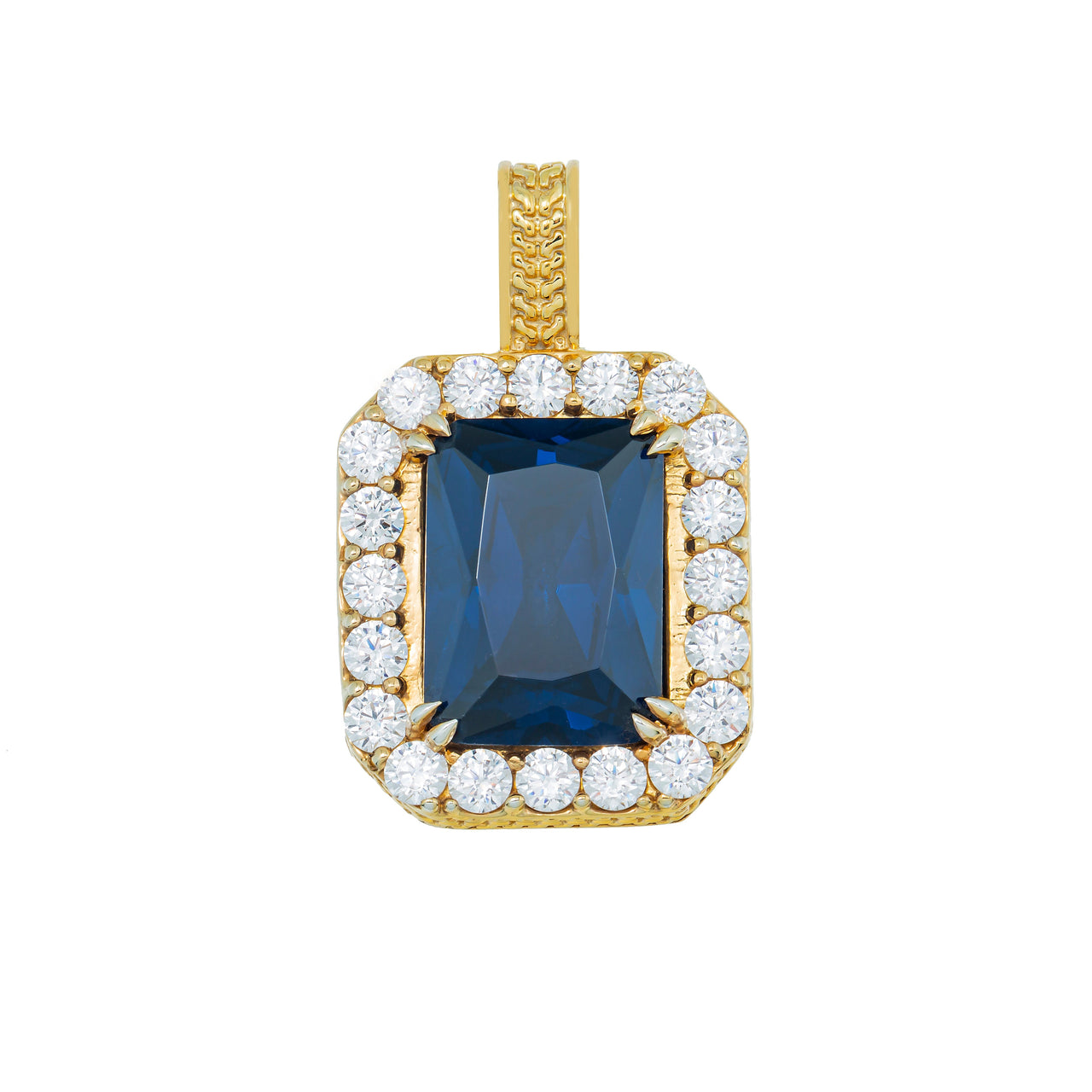 14K Yellow Gold Diamond Sapphire Pendant 2.00 Ctw