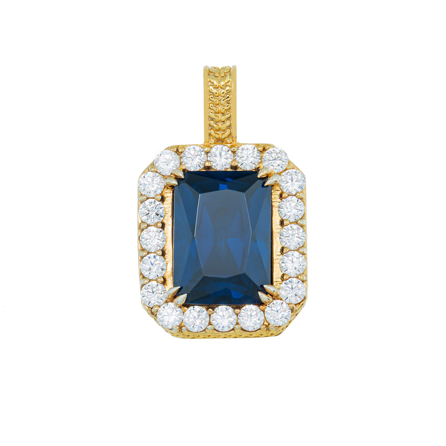 14K Yellow Gold Diamond Sapphire Pendant 2.00 Ctw