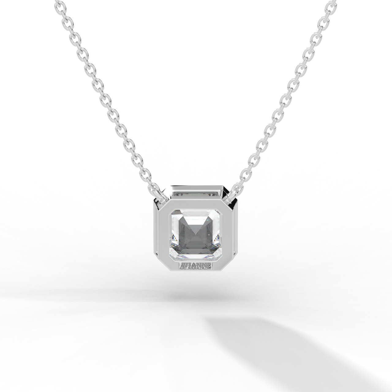 Asscher Cut Diamond Solitaire Pendant Necklace