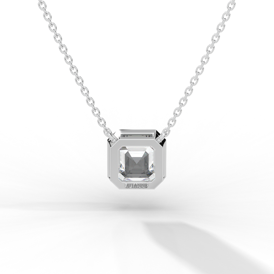 Asscher Cut Diamond Solitaire Pendant Necklace