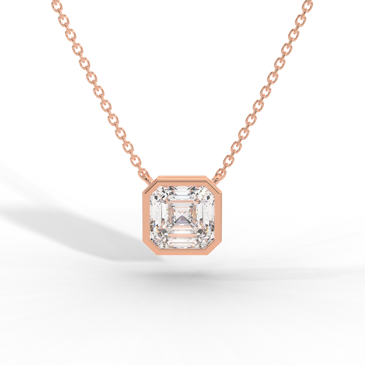 Asscher Cut Diamond Solitaire Pendant Necklace