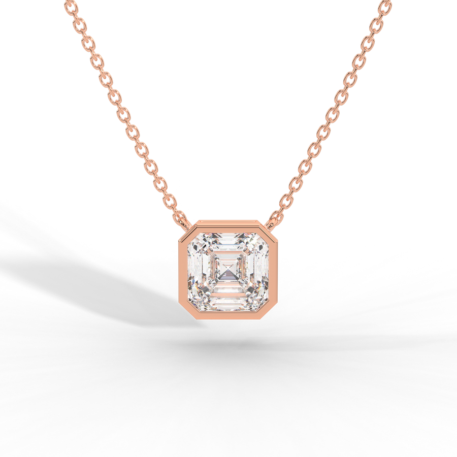 Asscher Cut Diamond Solitaire Pendant Necklace