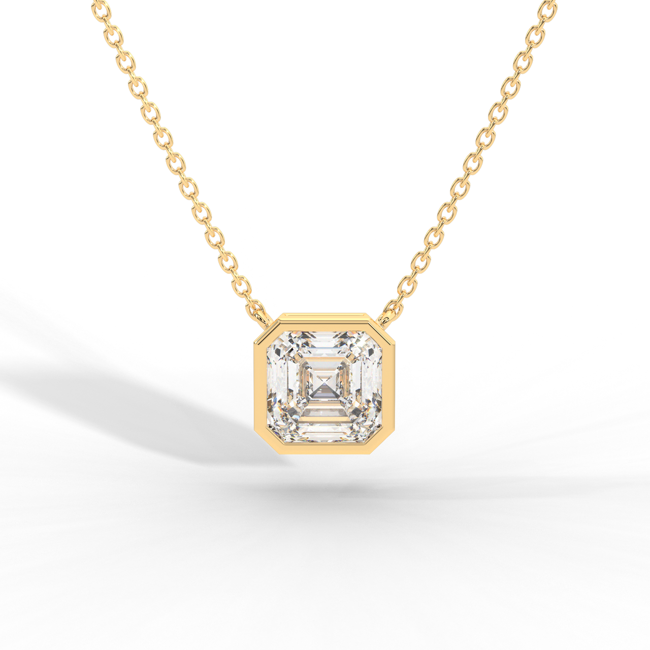 Asscher Cut Diamond Solitaire Pendant Necklace