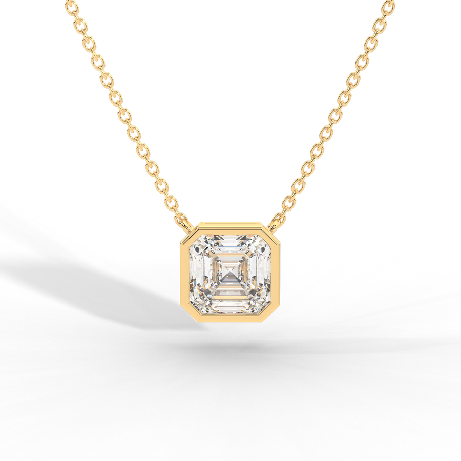 Asscher Cut Diamond Solitaire Pendant Necklace