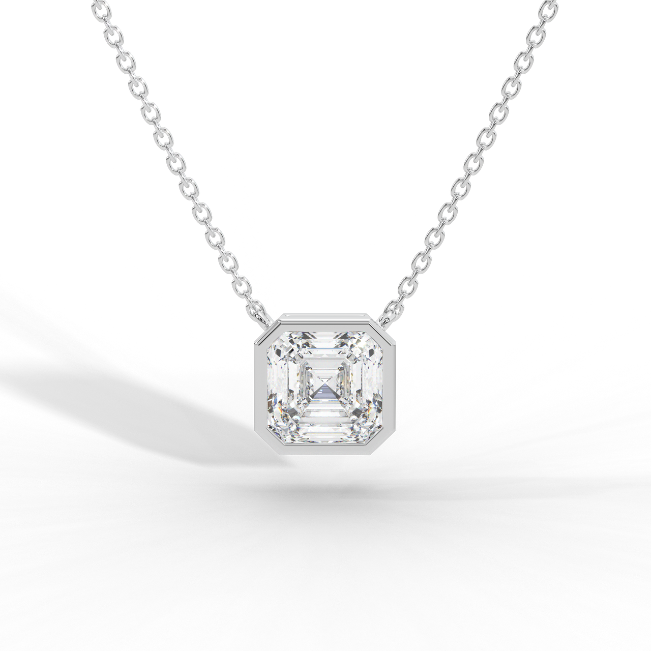 Asscher Cut Diamond Solitaire Pendant Necklace