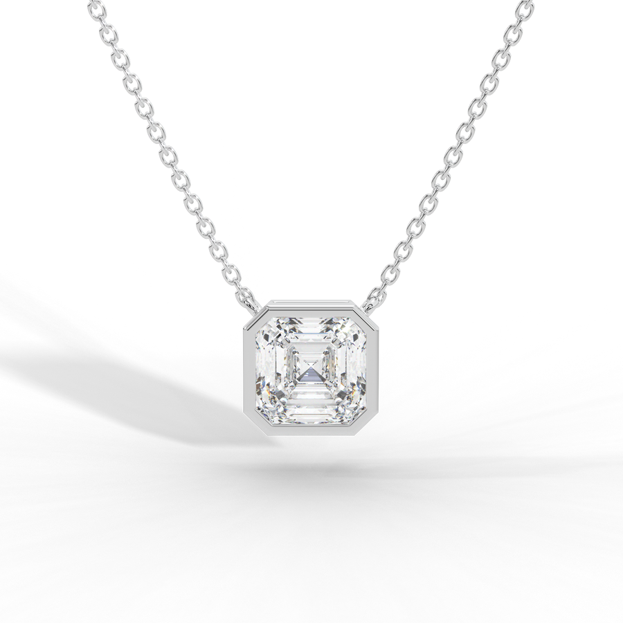 Asscher Cut Diamond Solitaire Pendant Necklace