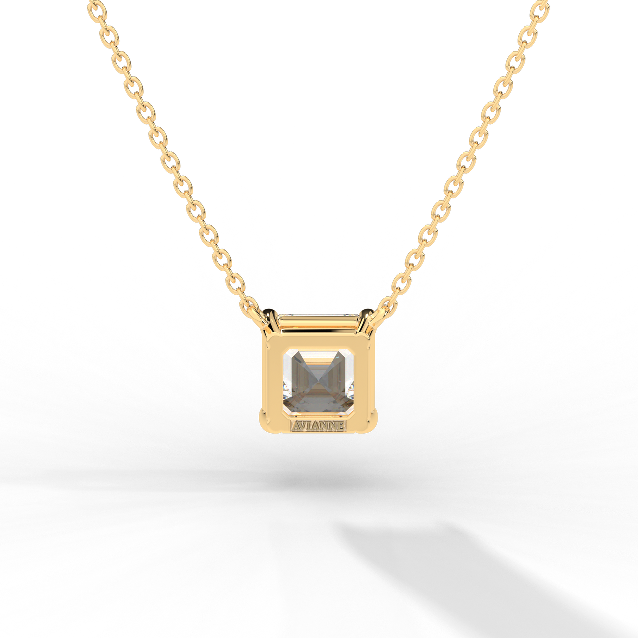Asscher Cut Diamond Solitaire Pendant Necklace