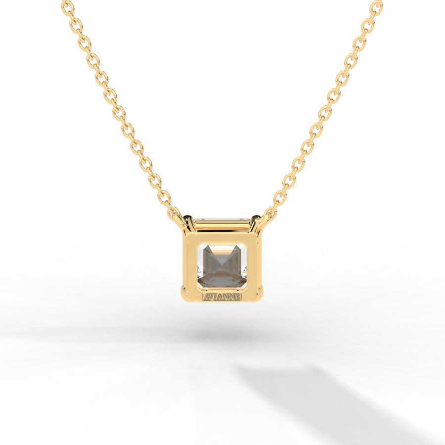 Asscher Cut Diamond Solitaire Pendant Necklace