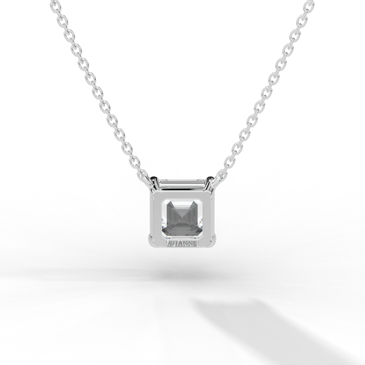 Asscher Cut Diamond Solitaire Pendant Necklace