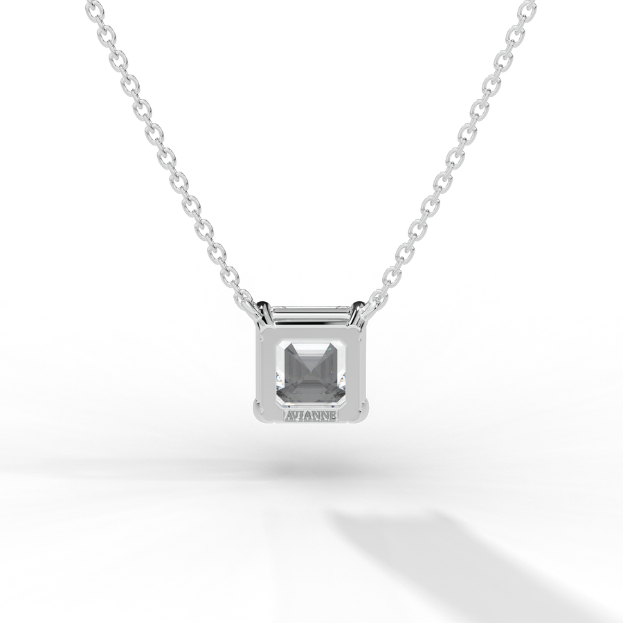 Asscher Cut Diamond Solitaire Pendant Necklace