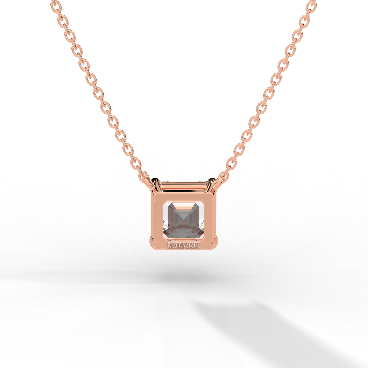 Asscher Cut Diamond Solitaire Pendant Necklace